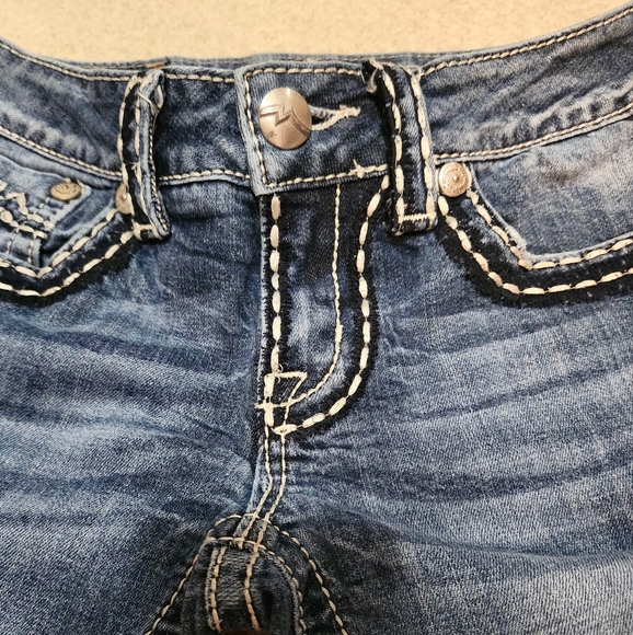 Y2K Miss Me Skinny Jeans Distressed Ripped Straight Leg Medium Wash Womens W27 - Picture 8 of 14